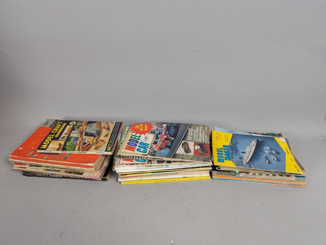 Lot of 58 Vintage Assorted Model Magazines for Model Builders and Collectors: **Important** Please read below description on how to avoid high shipping costs. Discover an extensive collection of 58 assorted vintage magazines and catalogs, primarily from the 1960s, perfect for m