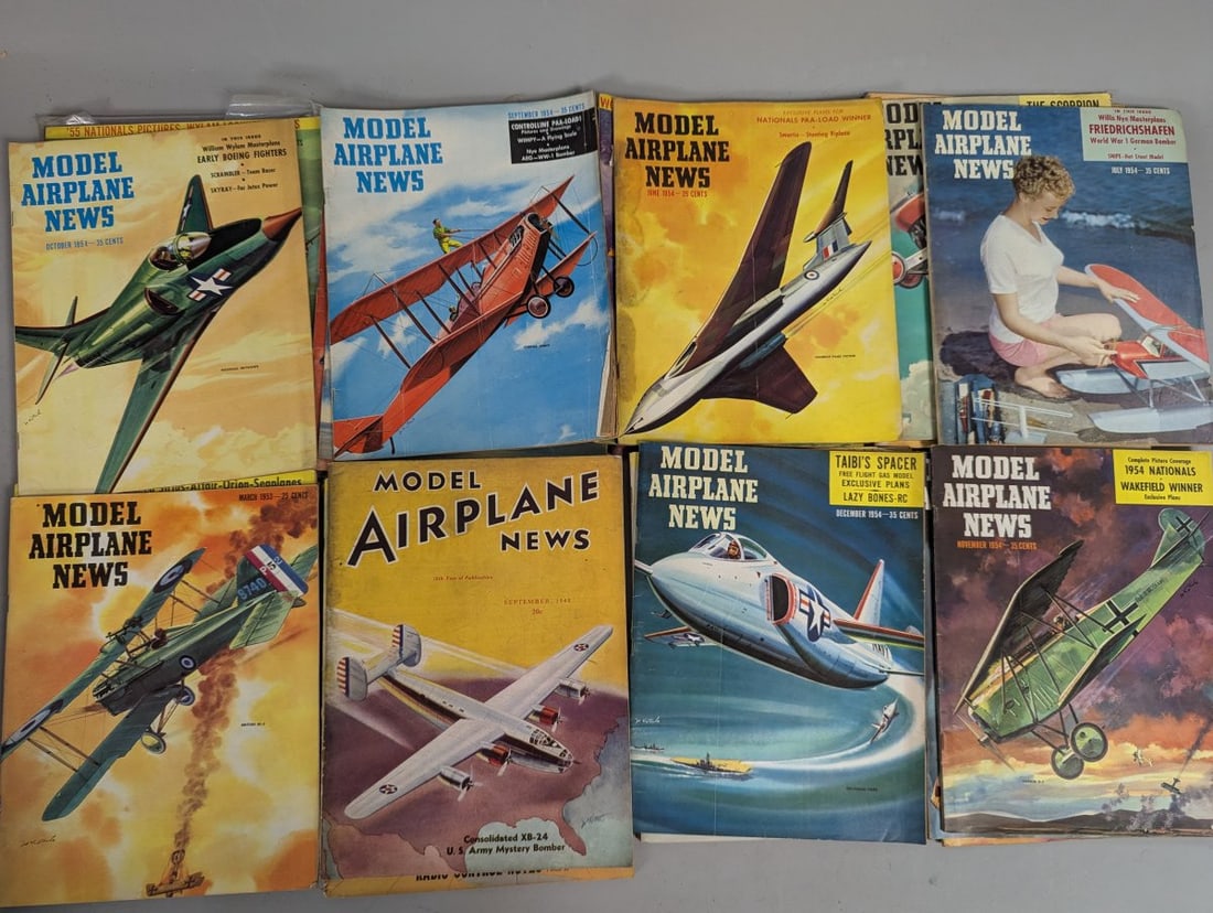 Lot of 54 Model Airplane News Magazines 1930s-1960s Vibrant Covers for Collectors - 4
