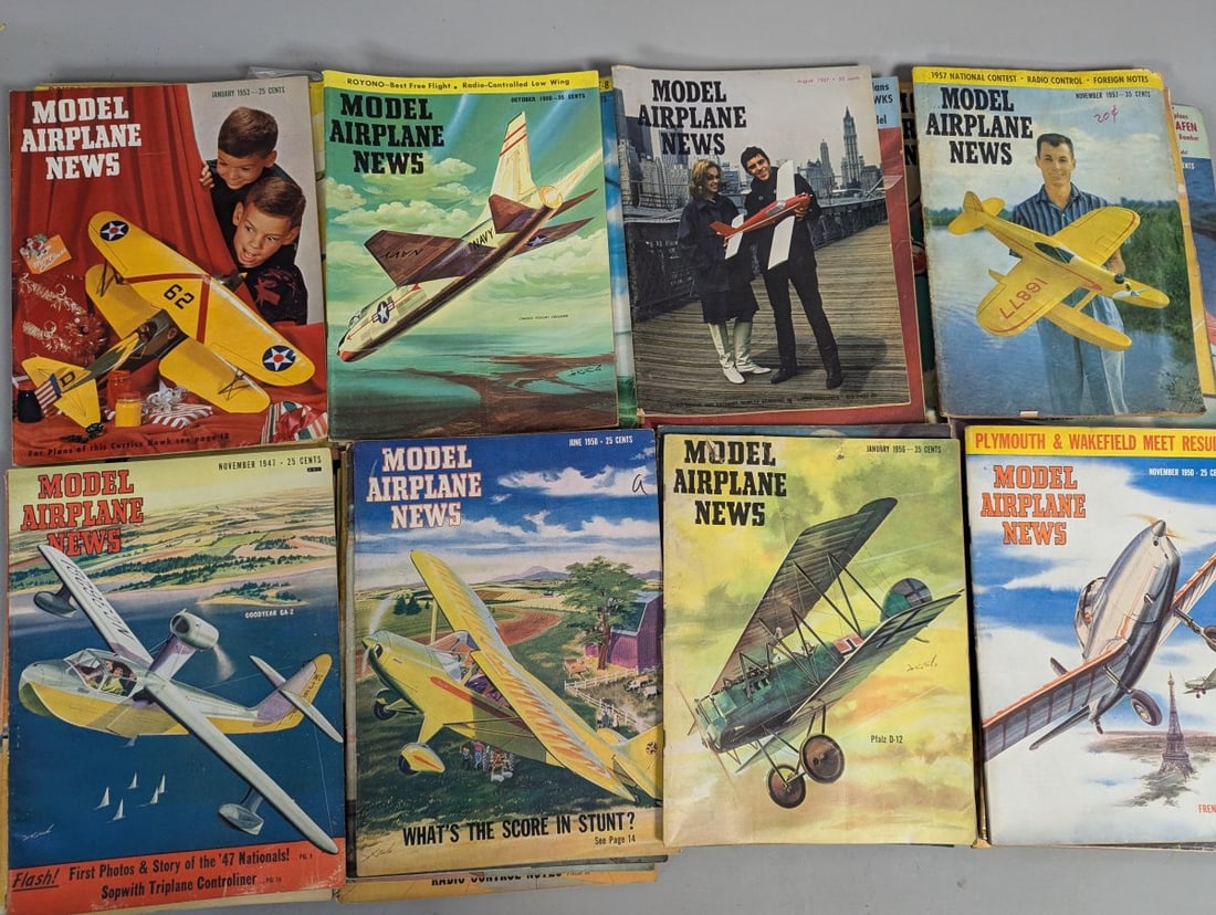 Lot of 54 Model Airplane News Magazines 1930s-1960s Vibrant Covers for Collectors - 6
