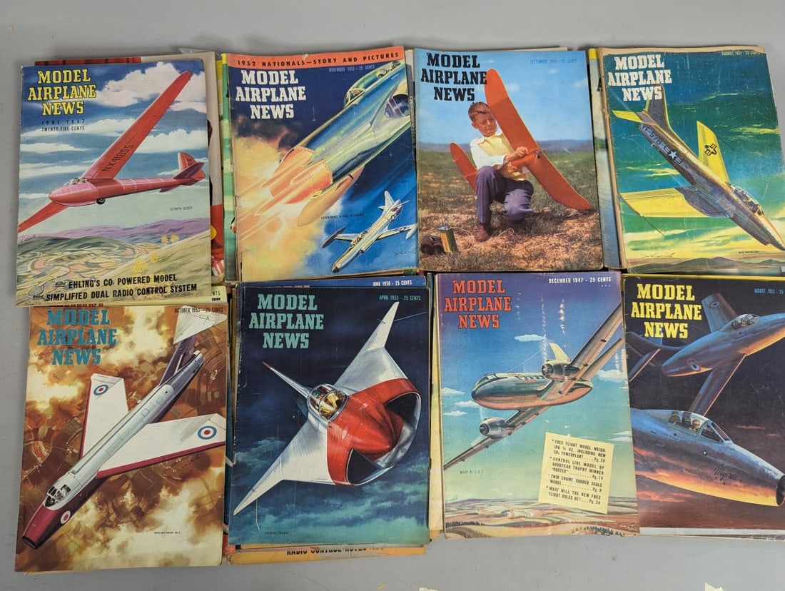 Lot of 54 Model Airplane News Magazines 1930s-1960s Vibrant Covers for Collectors - 7