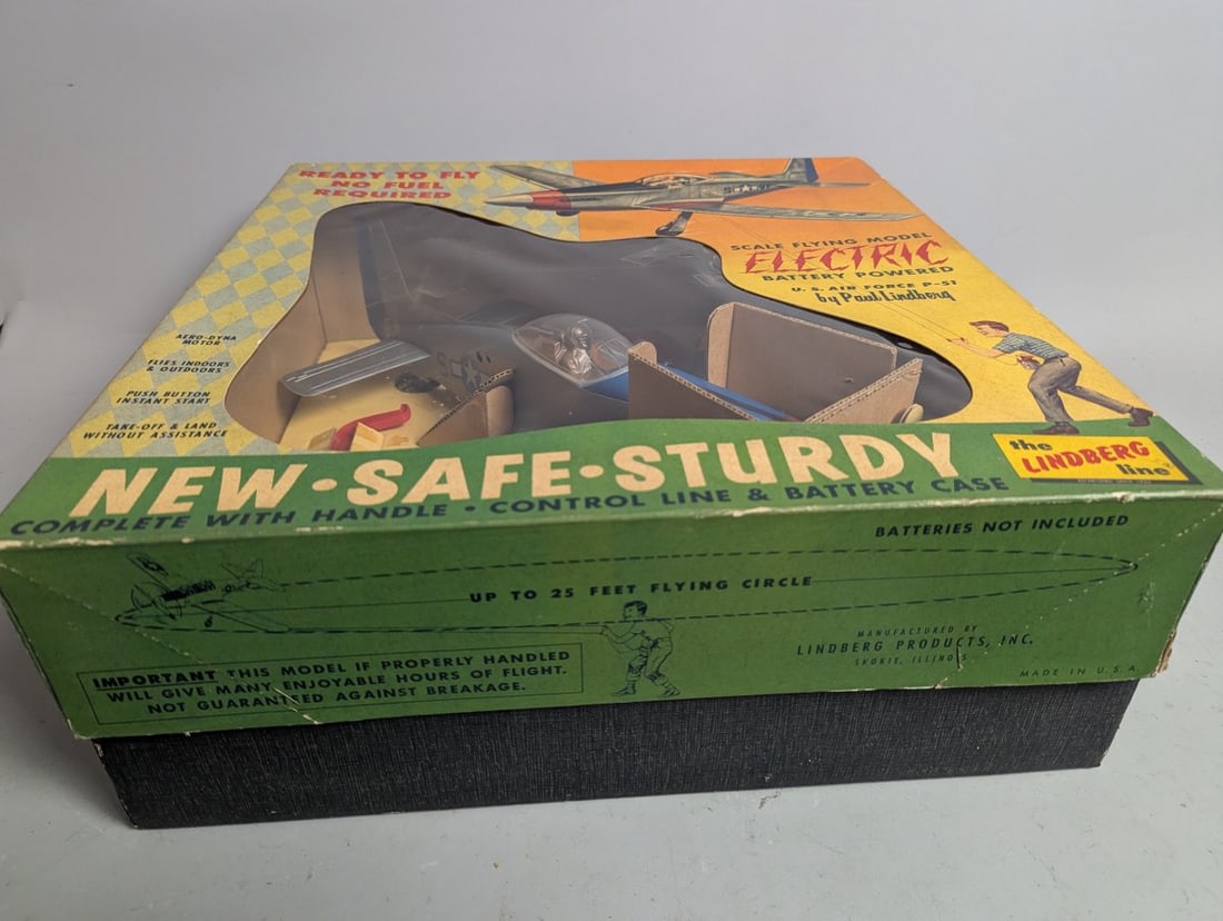 Lindberg Line Electric P-51 Mustang Model Airplane Vintage Toy Collectible Kit CL954 - 2