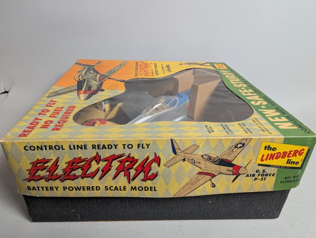 Lindberg Line Electric P-51 Mustang Model Airplane Vintage Toy Collectible Kit CL954 - 3