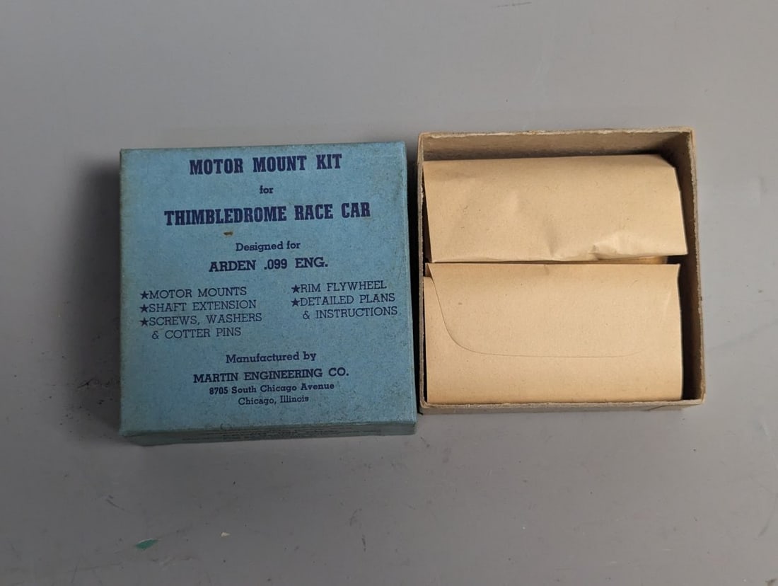 Martin Engineering Co Motor Mount Kit Thimbledrome Race Car Arden .099 Rare New Old Stock: **Important** Please read below description on how to avoid high shipping costs. Up for auction is a Martin Engineering Co. Motor Mount Kit specifically designed for the Thimbledrome Race Car. This