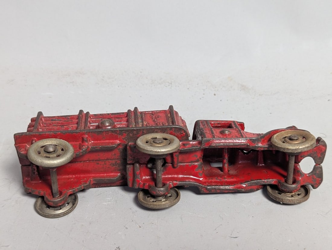 Vintage Champion Cast Iron Stake Bed Tractor-Trailer Truck Pre-WWII Collectible Toy - 4