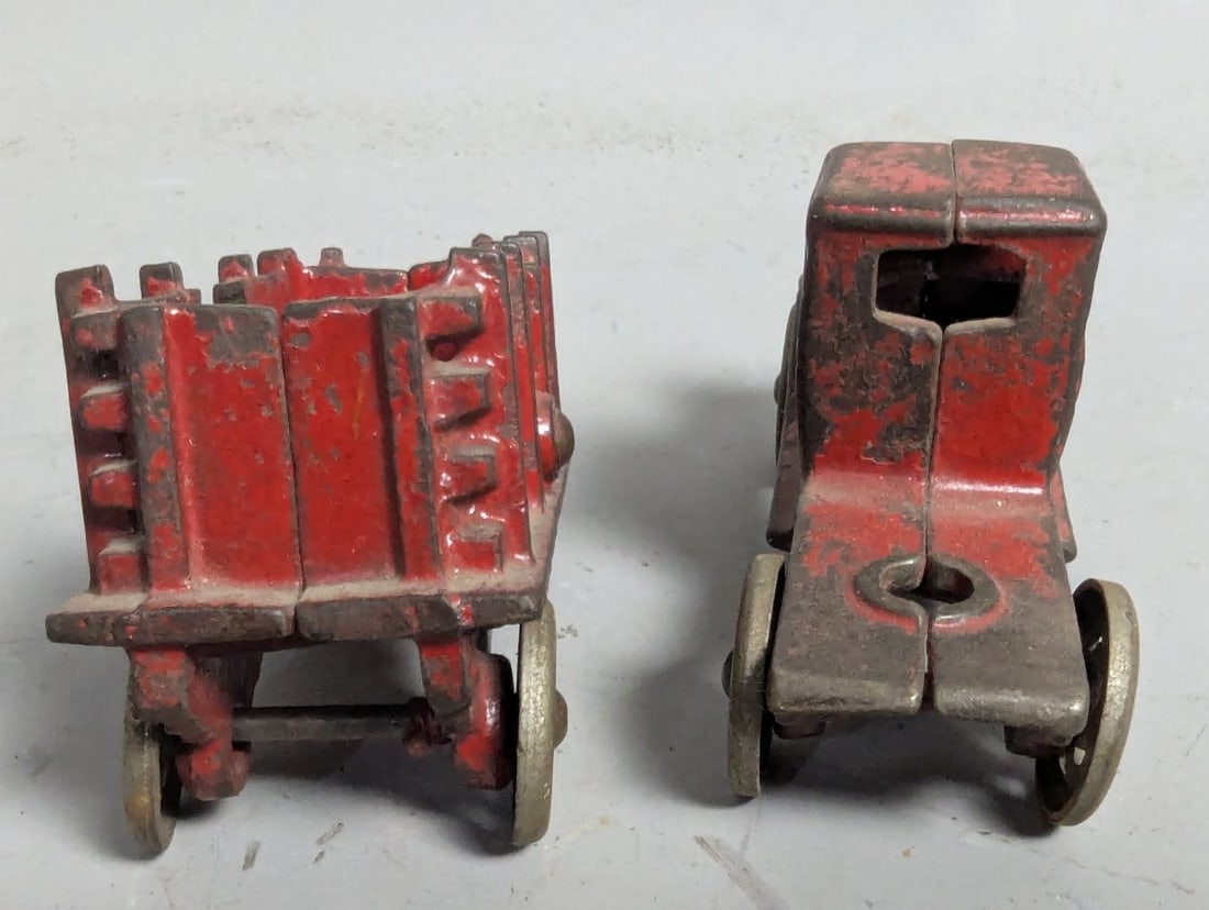 Vintage Champion Cast Iron Stake Bed Tractor-Trailer Truck Pre-WWII Collectible Toy - 5