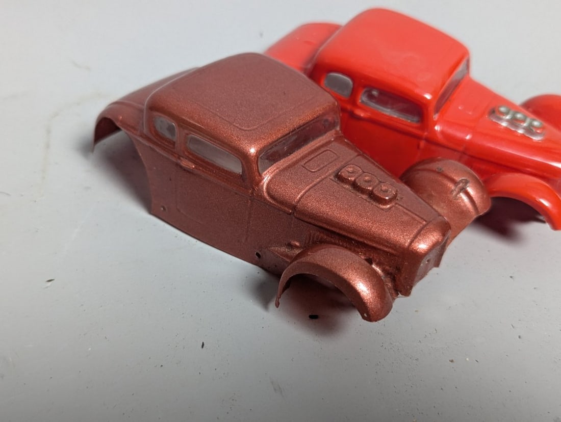 Vintage 1960s Slot Car Parts Lot - 1930s Ford Coupe Bodies, Chassis, Wheels Collection - 3