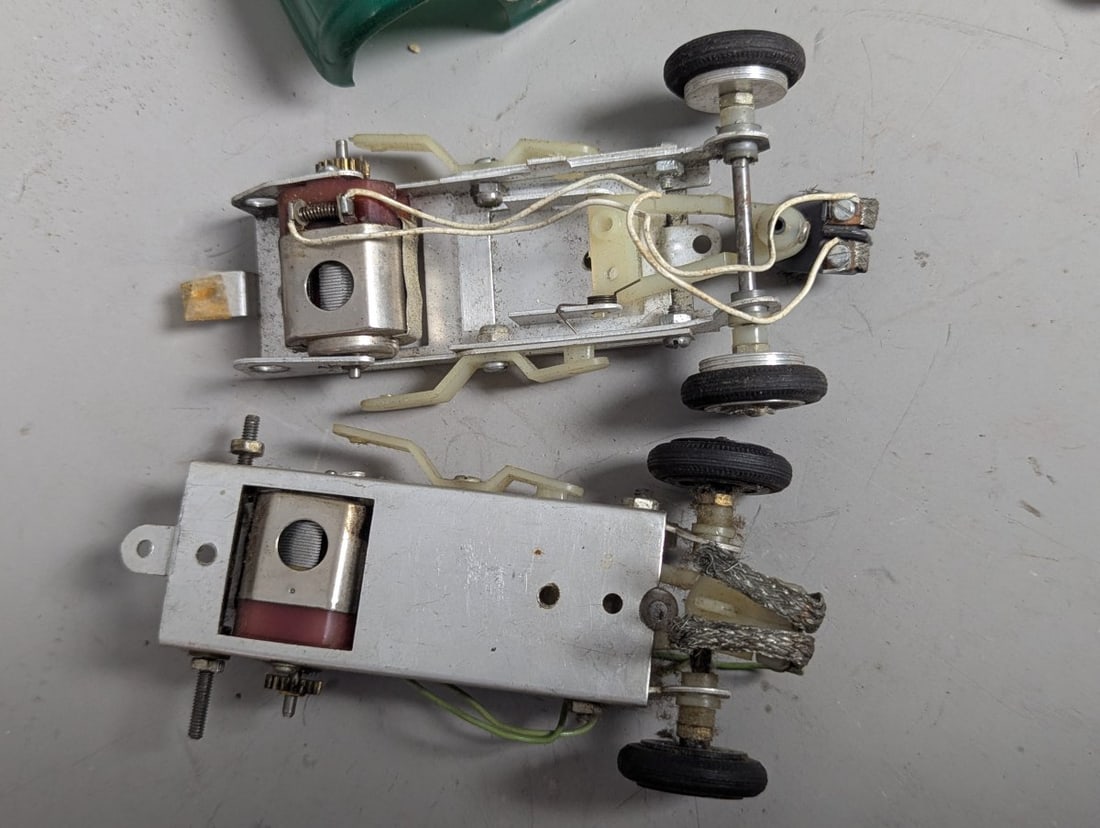 Vintage 1960s Slot Car Parts Lot - 1930s Ford Coupe Bodies, Chassis, Wheels Collection - 6