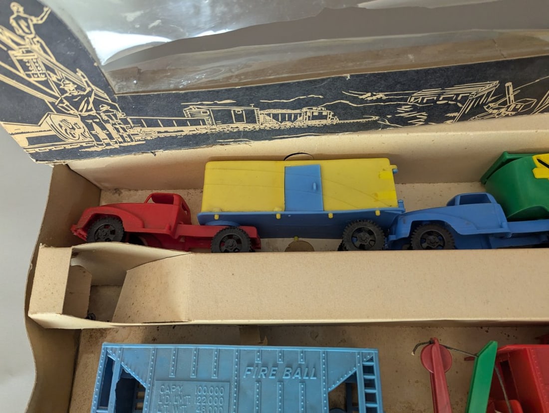 Vintage Playwell Freight Forwarding Work Train Set Colorful Unplayed-with Toy Vehicles - 5