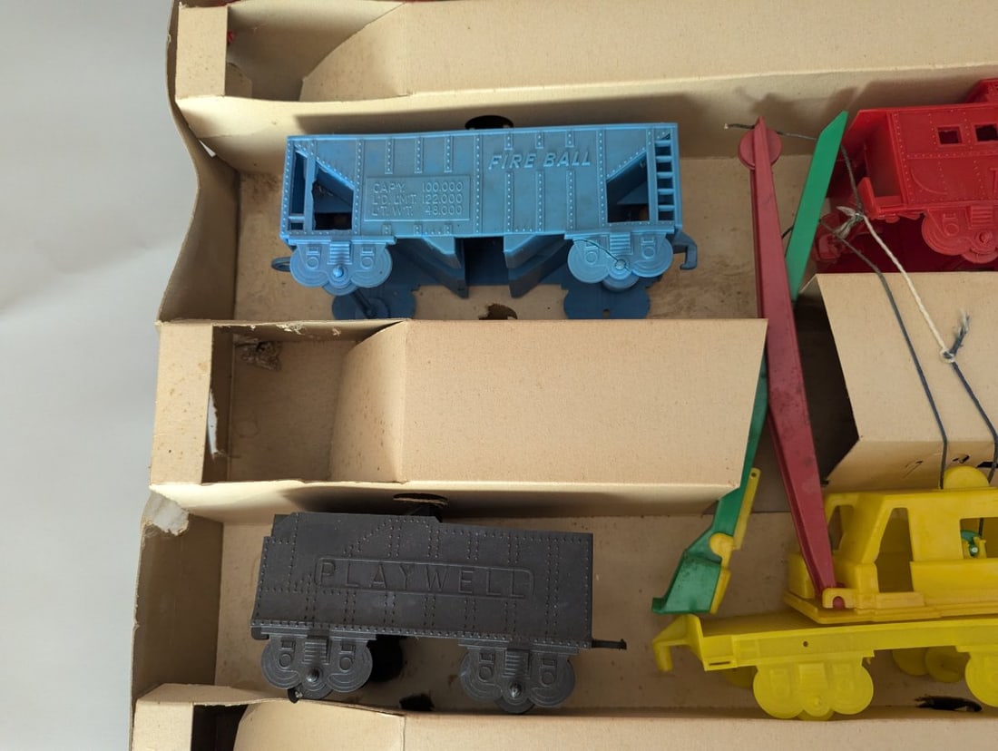 Vintage Playwell Freight Forwarding Work Train Set Colorful Unplayed-with Toy Vehicles - 7