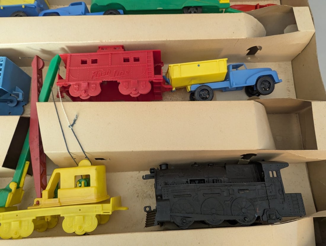 Vintage Playwell Freight Forwarding Work Train Set Colorful Unplayed-with Toy Vehicles - 8