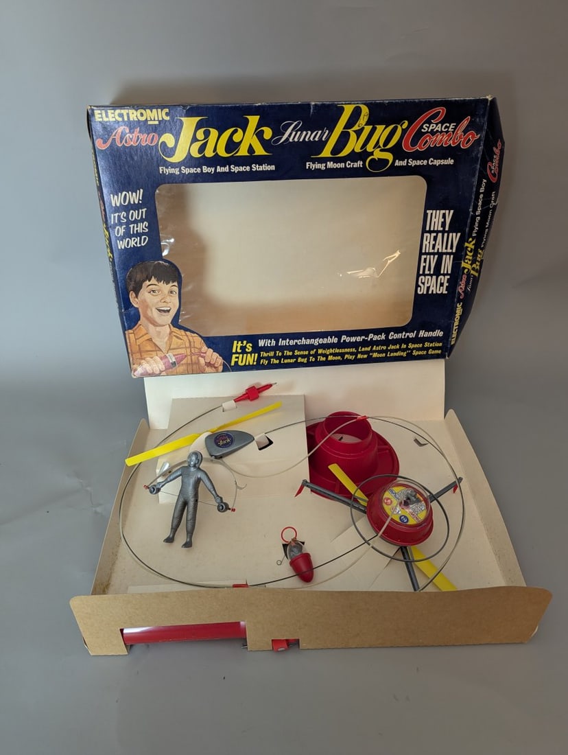 Victor Stanzel Electronic Astro Jack Lunar Bug Vintage Space Toy Collectible: **Important** Please read below description on how to avoid high shipping costs. Discover the charm of this Victor Stanzel Electronic Astro Jack Lunar Bug Space Combo Toy, measuring 16 1/2 x 12 x 4.