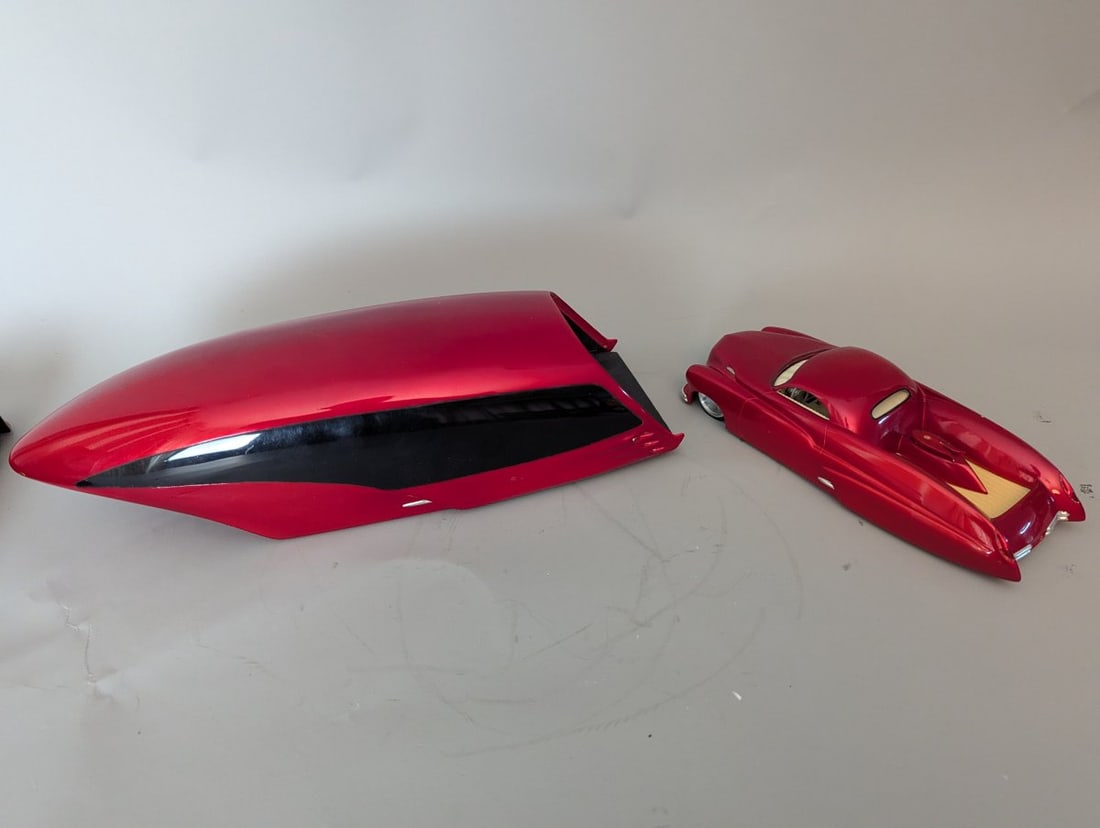 Custom Mercury Pickup Truck and Futuristic Car Hauler Trailer Model Set by Mark Jones - 7