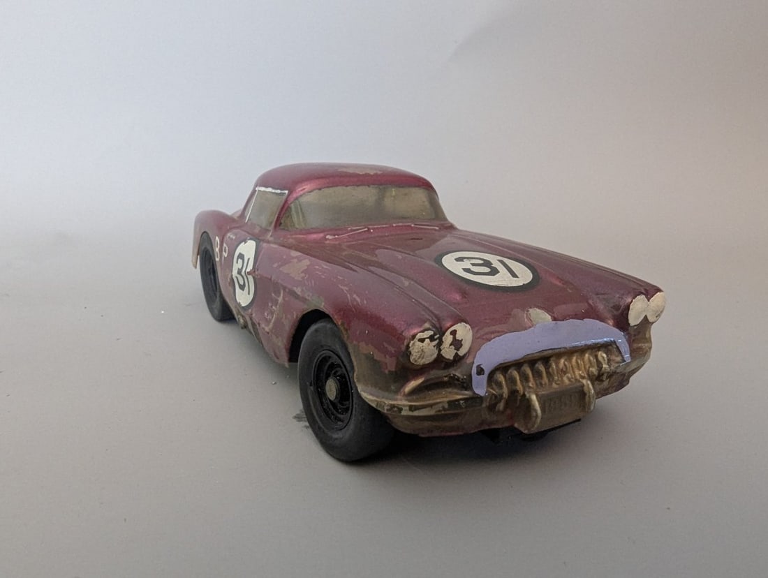 Vintage AMT Turnpike Slot Car 1957 Chevrolet Corvette Collectible Restoration Project: **Important** Please read below description on how to avoid high shipping costs. Up for bid is a Vintage AMT Turnpike slot car measuring 1.2 x 2 x 2 3/4 inches. This classic 1/25 scale 1957 Chevrolet