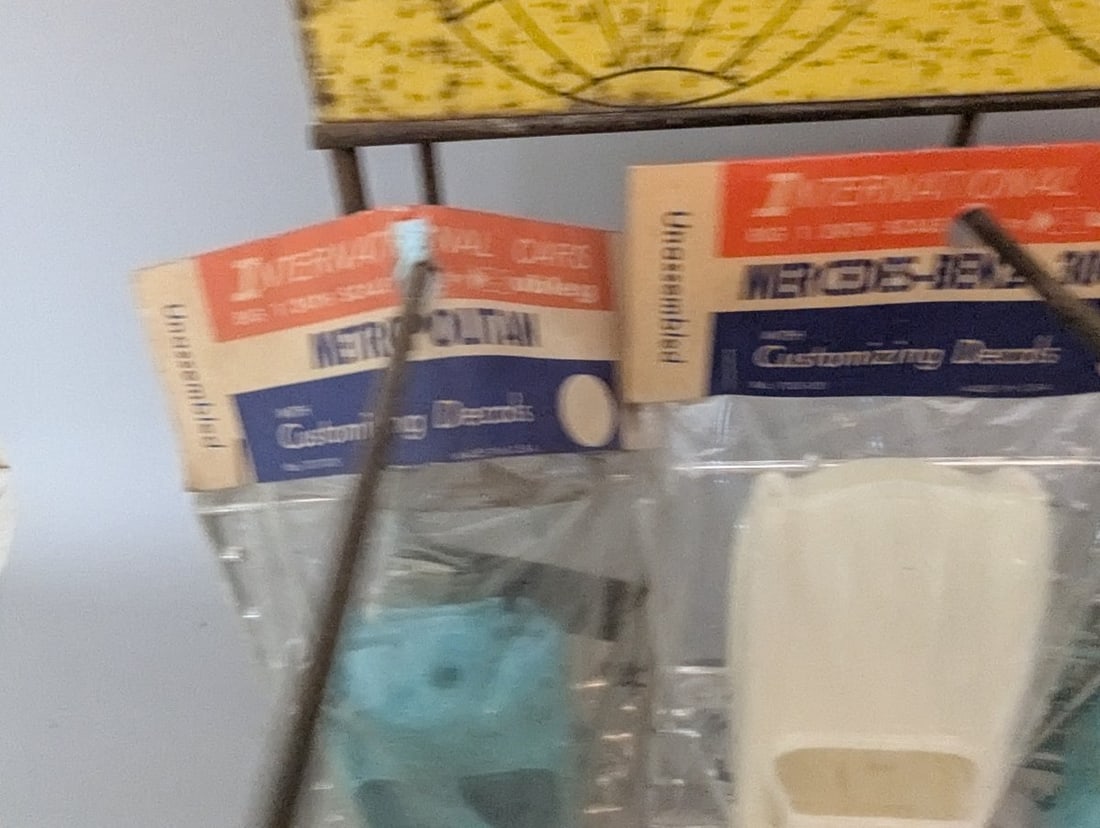 Vintage Hubley International Cars Model Kits Store Display Rack with 6 New Old Stock Kits - 4