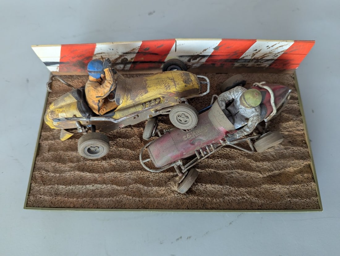 Vintage Midget Sprint Car Racing Diorama Unique Assembled Art Piece - 2