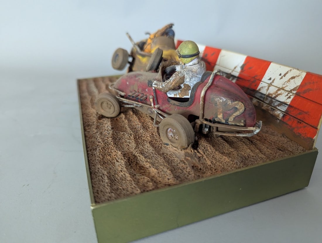 Vintage Midget Sprint Car Racing Diorama Unique Assembled Art Piece - 3