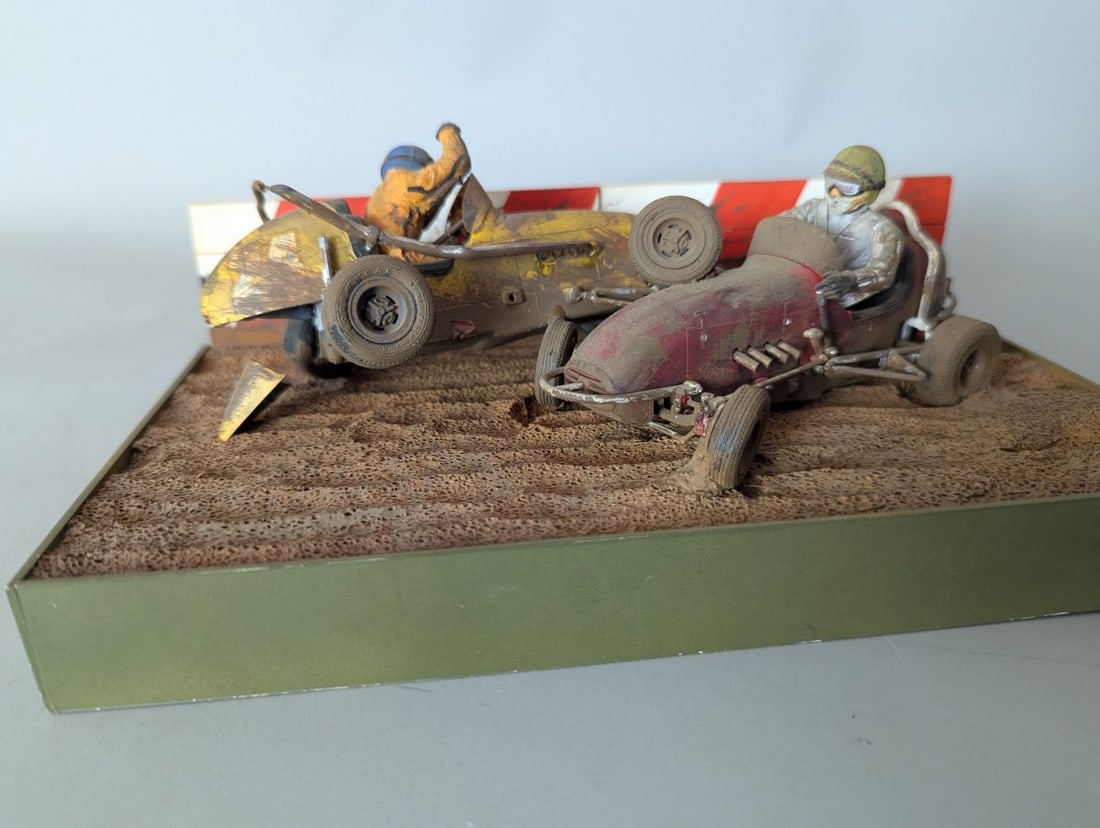 Vintage Midget Sprint Car Racing Diorama Unique Assembled Art Piece - 4