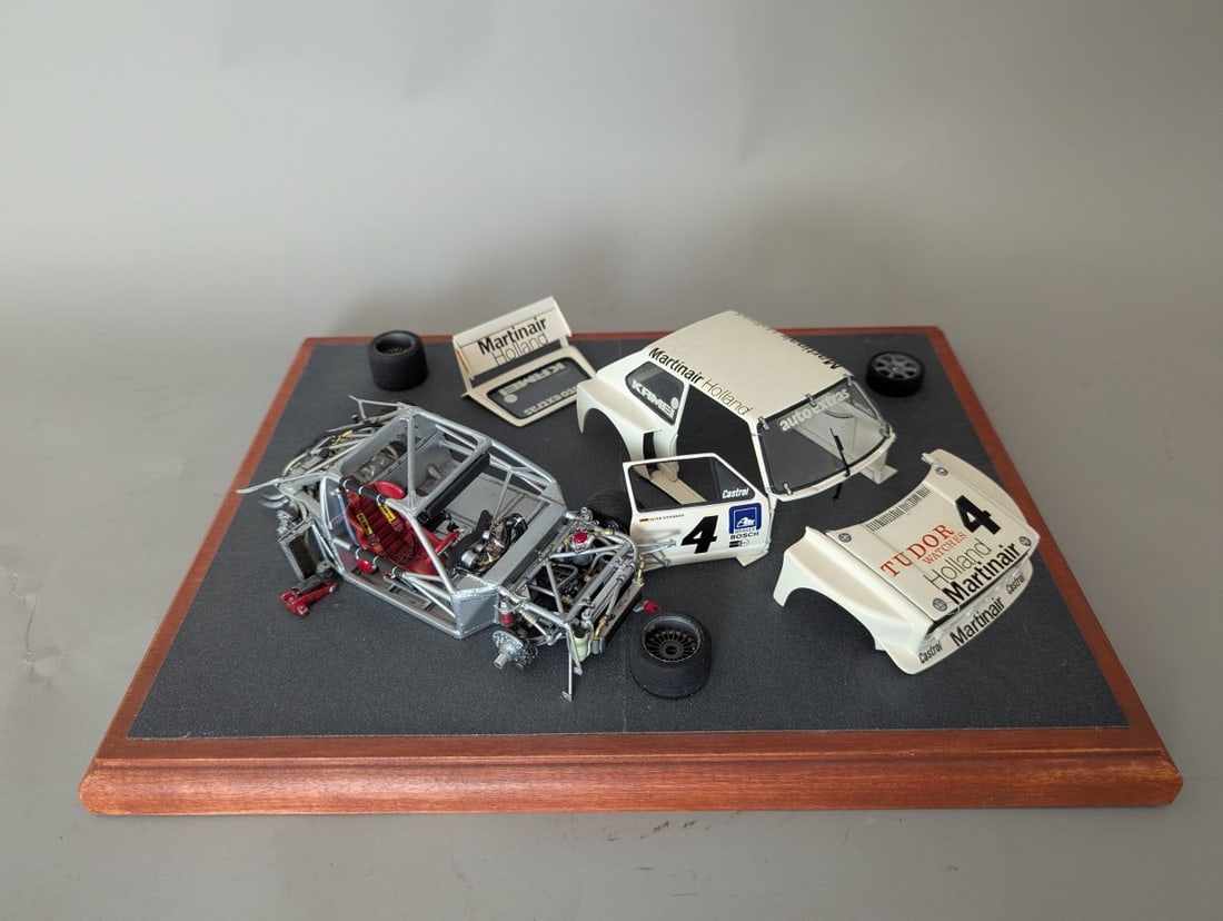 Custom Zakspeed Ford Capri Gr. 5 Race Car Diorama Unique Model Kit Display: **Important** Please read below description on how to avoid high shipping costs. Presenting a stunning 9 1/2 x 13 x 3 1/2 high model kit diorama of the iconic Zakspeed Ford Capri Gr. 5 Race Car.