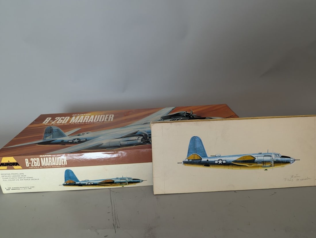 Aurora Martin B-26D Marauder Model Kit with Original Artwork Rare Collector Set - 4