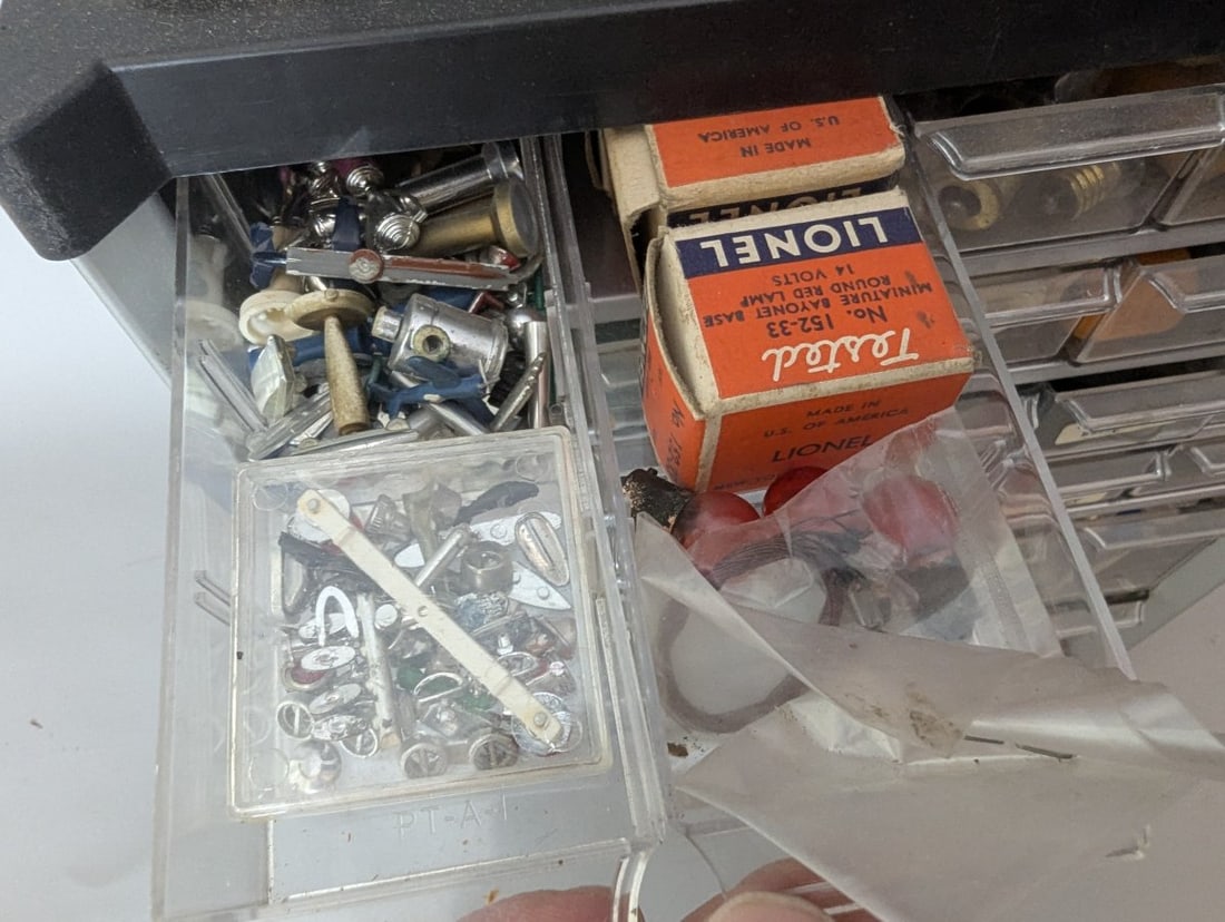 Vintage Slot Car Parts Collection in Multi-Drawer Storage Cabinet by Ulrich and More - 2