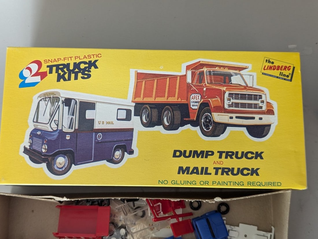 Lindberg 2 Truck Kits Fire Truck Tow Truck Dump Mail Truck Vintage Models - 5