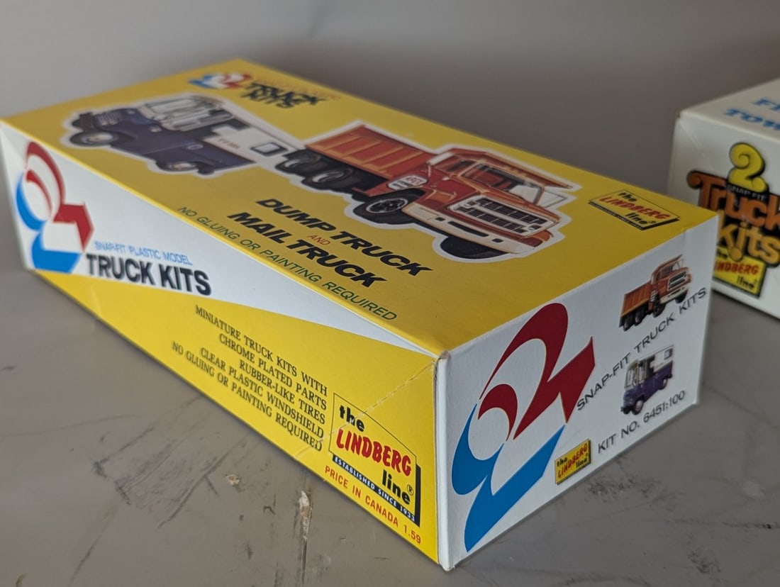 Lindberg 2 Truck Kits Fire Truck Tow Truck Dump Mail Truck Vintage Models - 7