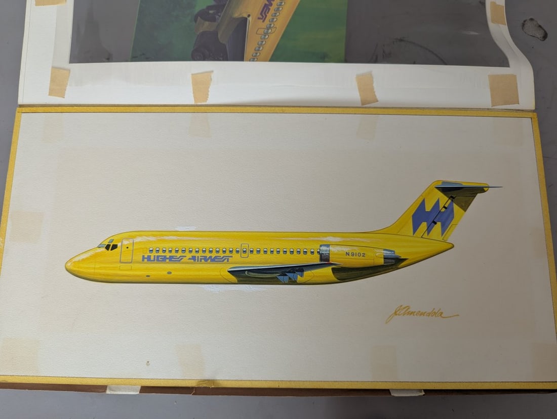 Aurora Hughes Airwest DC-9 Model Kit #386 with Signed Box Art by J. Amendola - 6
