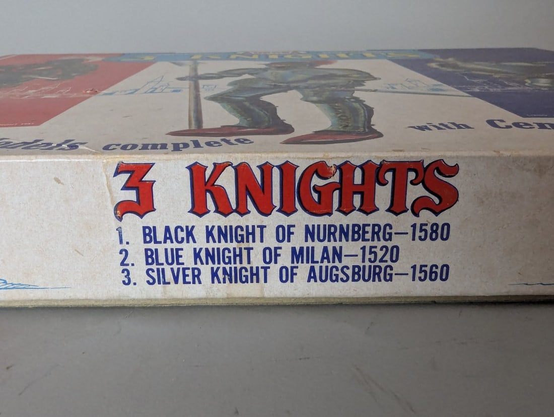 Vintage 1957 Aurora 3 Knights Plastic Assembly Model Kit Unbuilt Collectible Set - 7