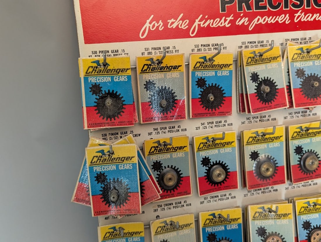 Vintage K&B Challenger Precision Gears Store Display with NOS Parts for Hobbyists - 3