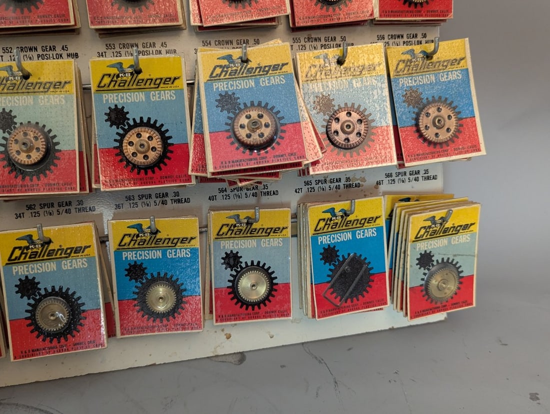 Vintage K&B Challenger Precision Gears Store Display with NOS Parts for Hobbyists - 6