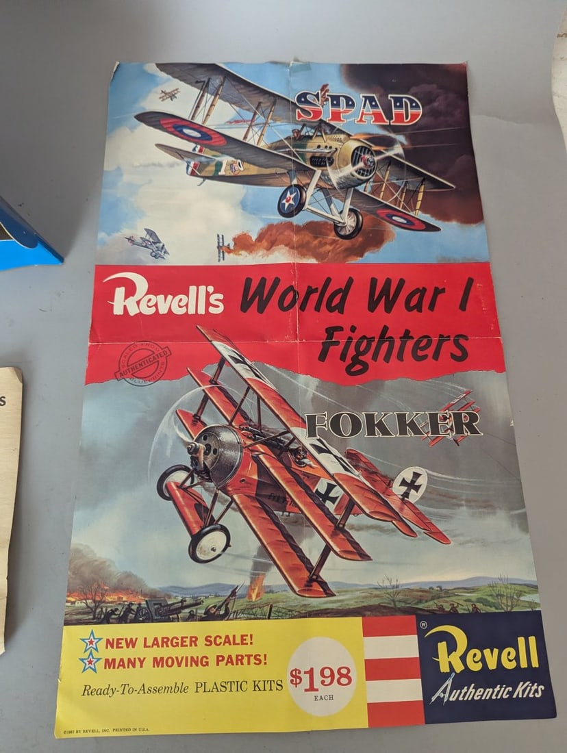 1957 Revell Fokker Triplane Model Kit Complete Store Display Set with Original Materials - 5
