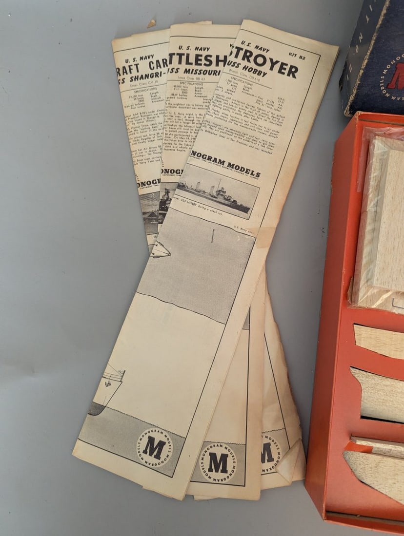 Monogram Fleet 3 Historical Ship Models Balsa Wood Kit Vintage 1946 Collectible - 4