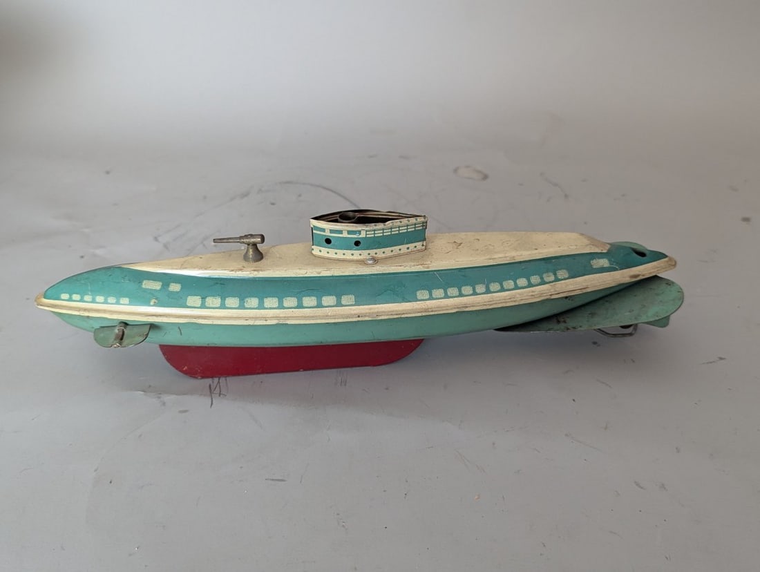 Wolverine No. 275 Tin Litho Wind-Up Submarine Vintage Collectible Mechanical Toy (1 of 6)