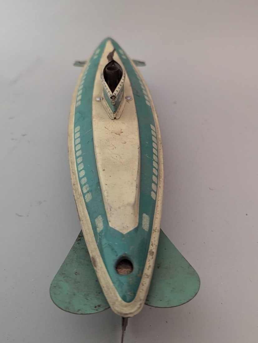 Wolverine No. 275 Tin Litho Wind-Up Submarine Vintage Collectible Mechanical Toy - 6