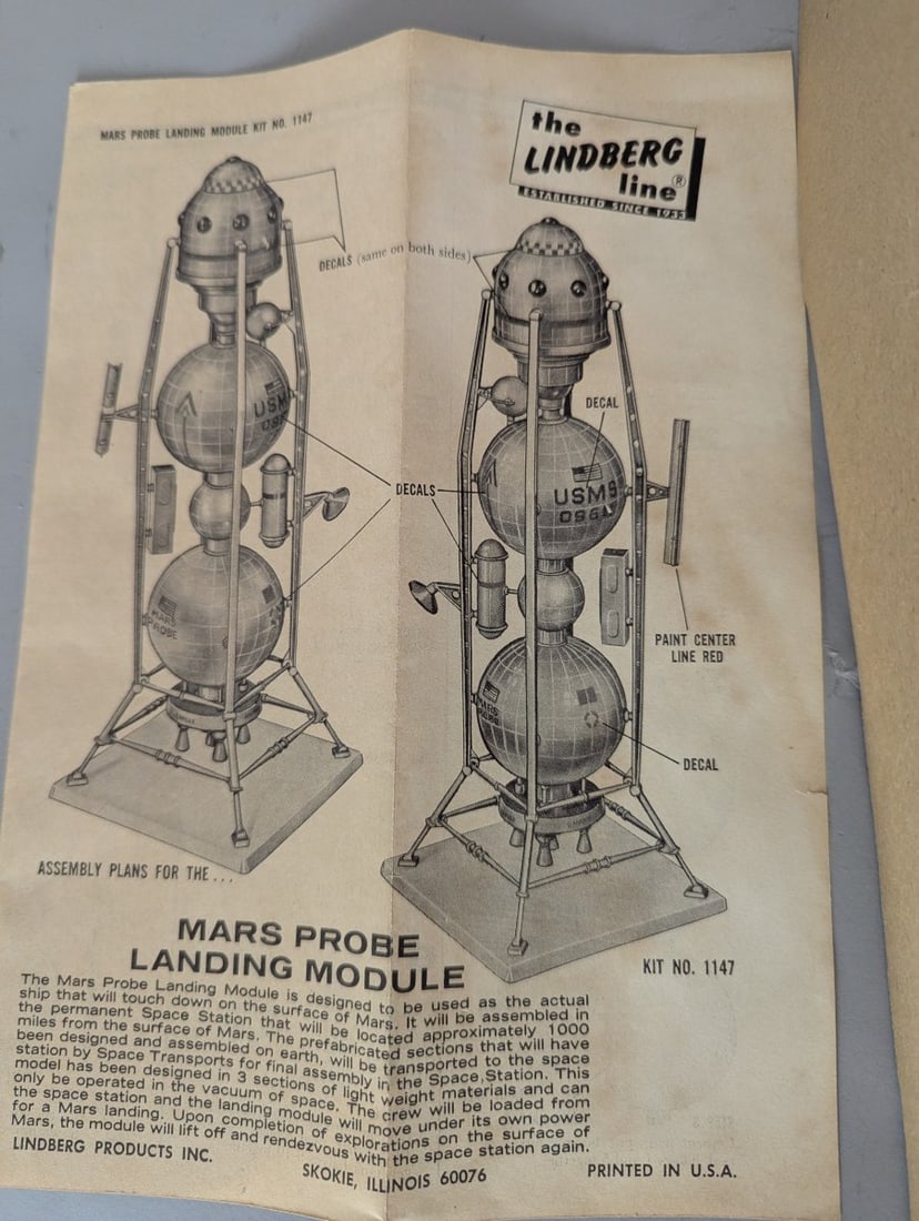 Lindberg Mars Probe Landing Module Model Kit No. 1147 Vintage Space Science Fiction - 4