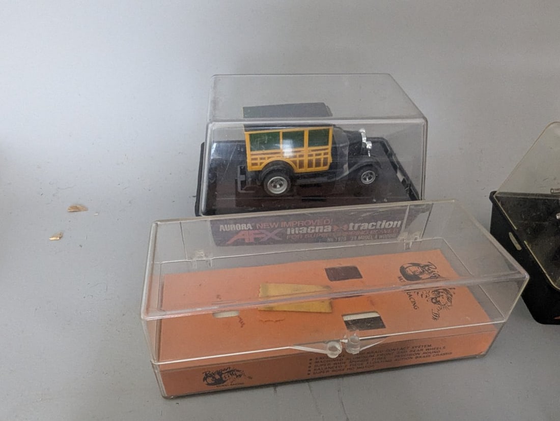Lot of HO Slot Cars Die Cast Vehicles Bodies Storage Cases Aurora Marx Collection - 3
