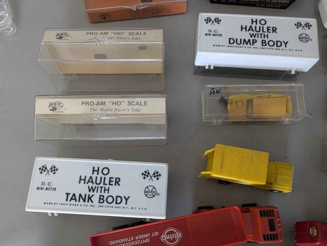 Lot of HO Slot Cars Die Cast Vehicles Bodies Storage Cases Aurora Marx Collection - 4