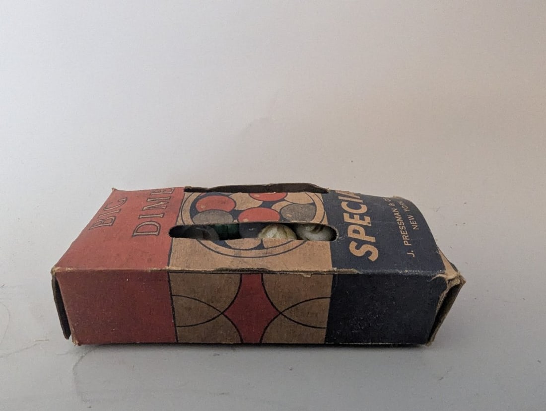 Vintage J. Pressman & Co. Big Dime Special Box of Marbles Collectible Toy - 2