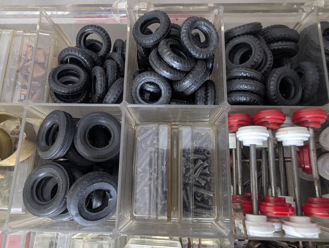 Large Collection Vintage 1960s Cox 1/32 Scale Slot Car Parts in Organizer Boxes - 3