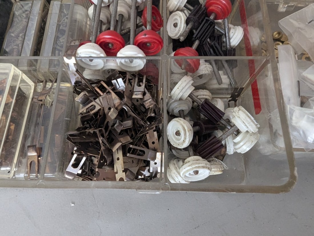 Large Collection Vintage 1960s Cox 1/32 Scale Slot Car Parts in Organizer Boxes - 7