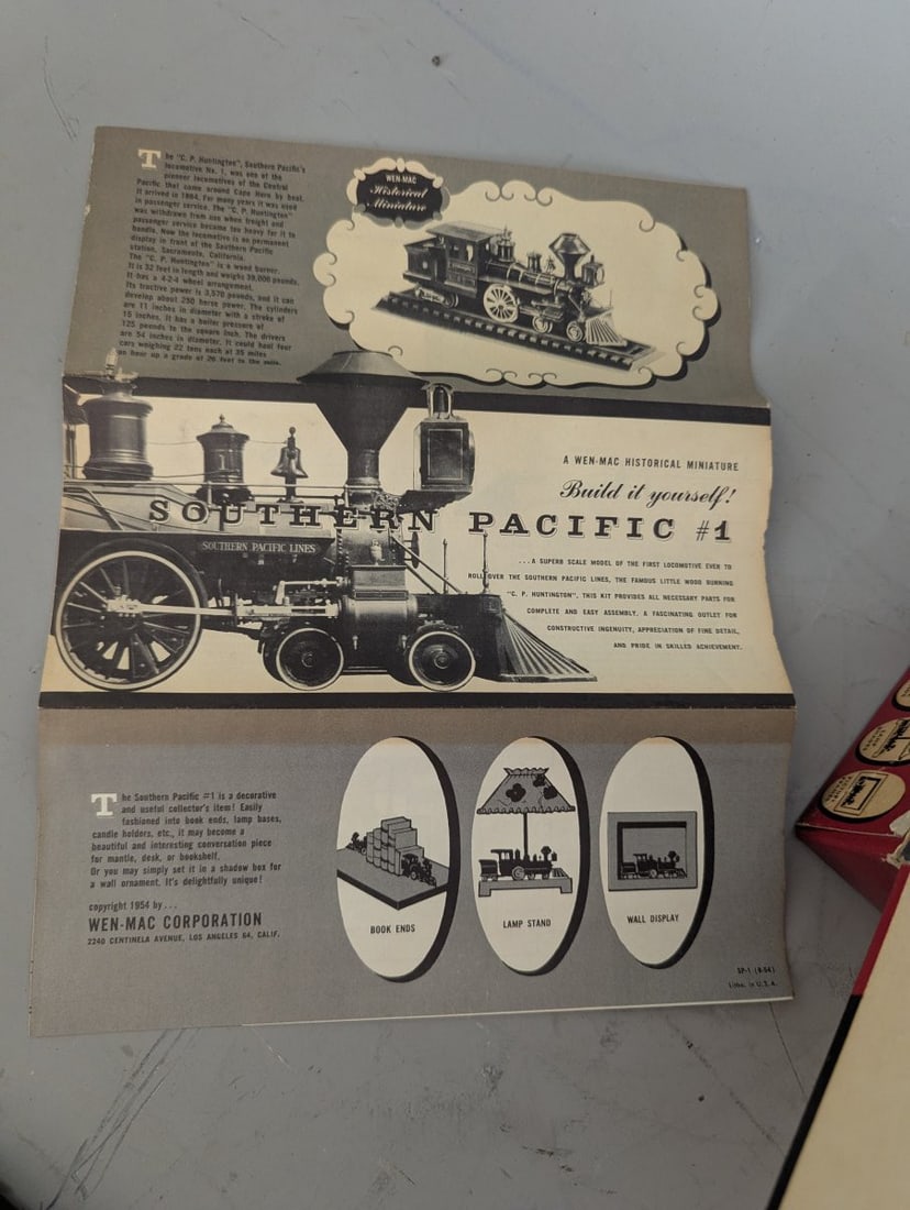 Vintage 1954 Wen-Mac Southern Pacific #1 CP Huntington Model Kit New Old Stock - 4