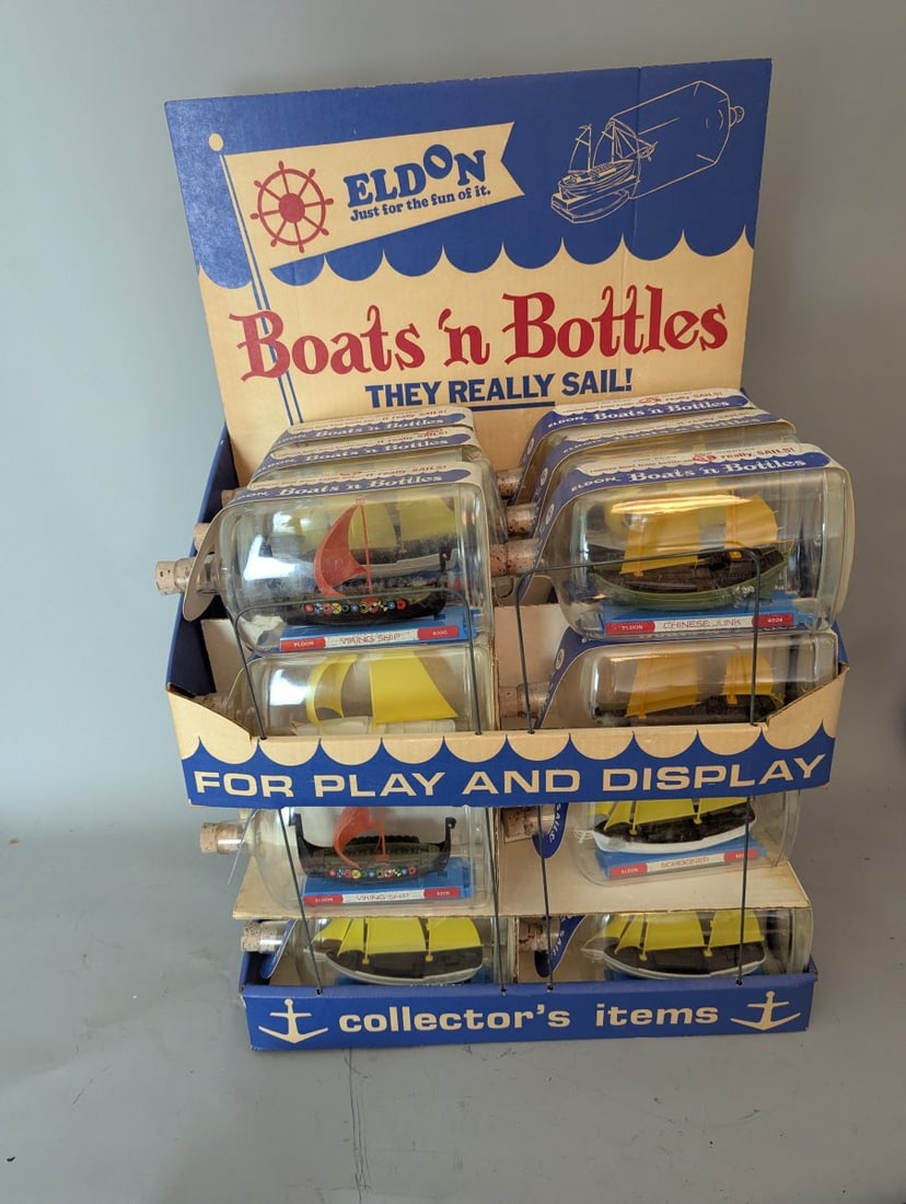 Eldon Vintage Boats n Bottles Store Display Complete Set 1966 Rare Collectible Toys: **Important** Please read below description on how to avoid high shipping costs. Presenting a rare opportunity to own a complete store display featuring 24 Boats 'n Bottles, New Old Stock! This