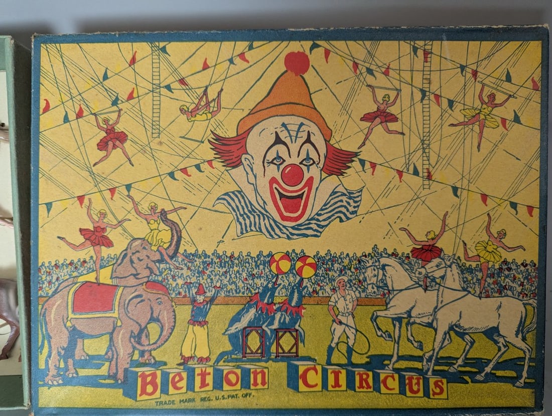 Vintage Beton Circus Toy Figure Set by Bergen Toy & Novelty Co in Original Box - 2