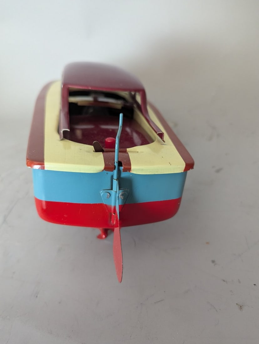 Sakai Tin Litho Battery Operated Model Motor Boat with Original Box Vintage Toy - 5