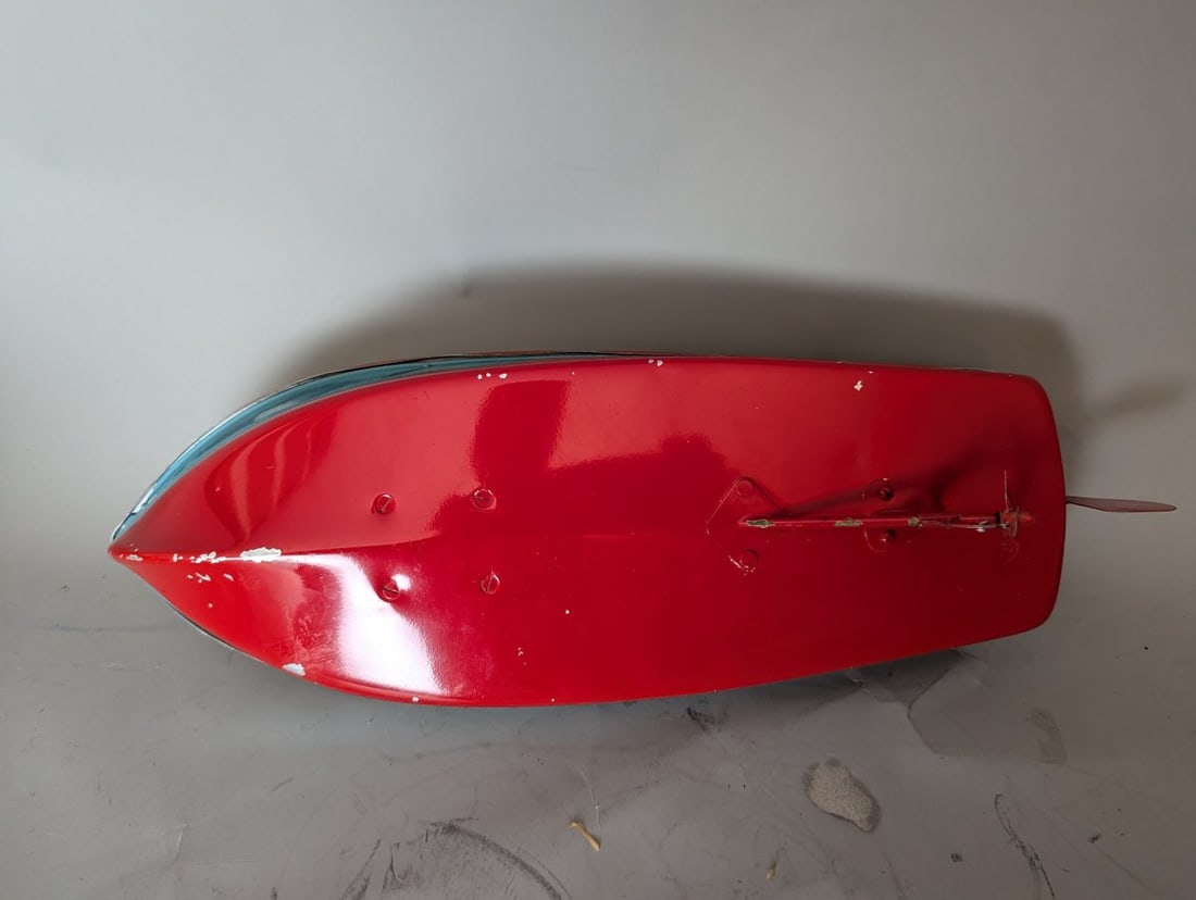 Sakai Tin Litho Battery Operated Model Motor Boat with Original Box Vintage Toy - 6