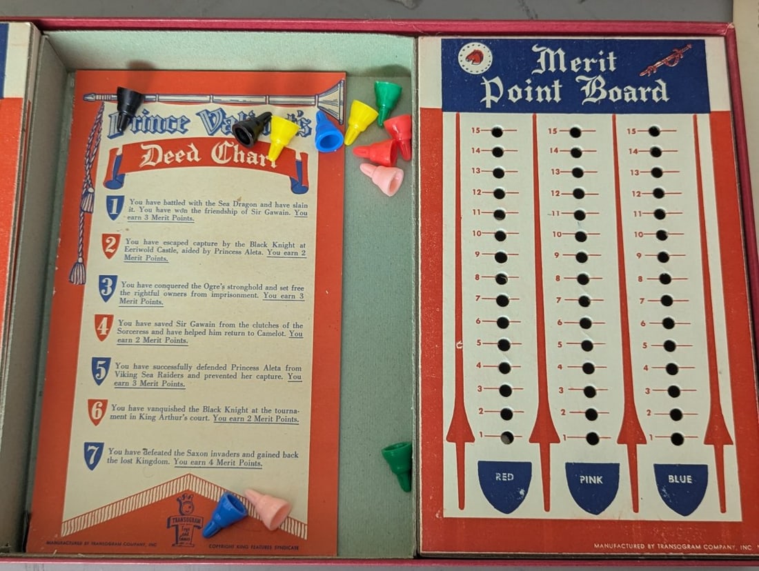 Vintage 1954 Prince Valiant A Game of Valor Board Game by Transogram Harold Foster - 3
