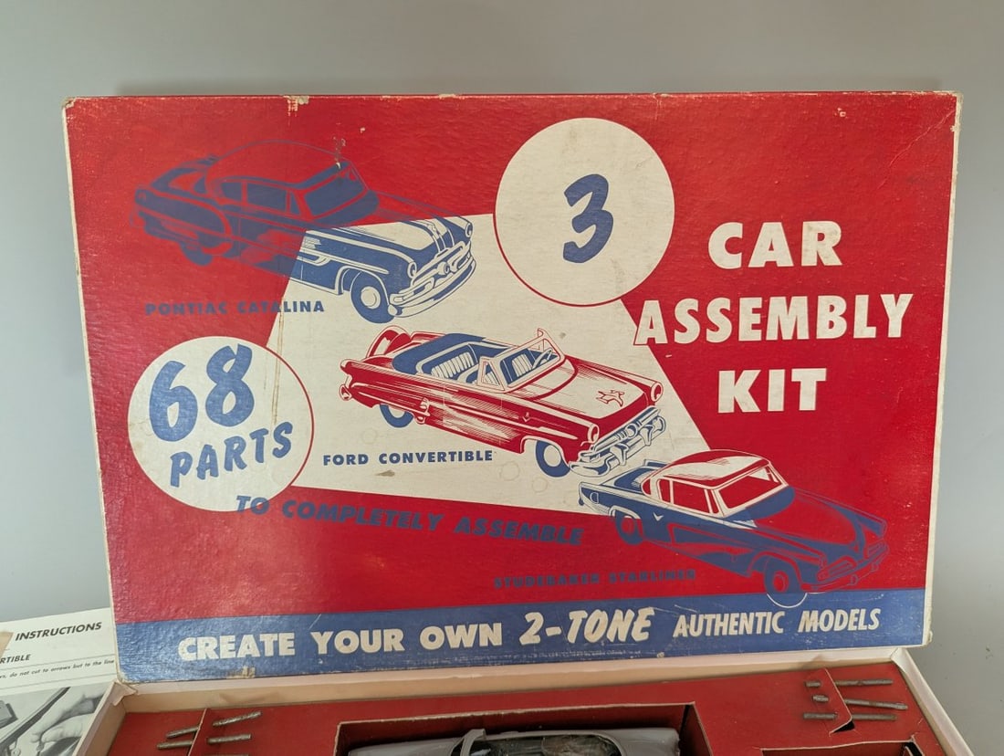 Vintage 1950s 3 Car Assembly Kit Pontiac Catalina Ford Convertible Studebaker Starliner - 2