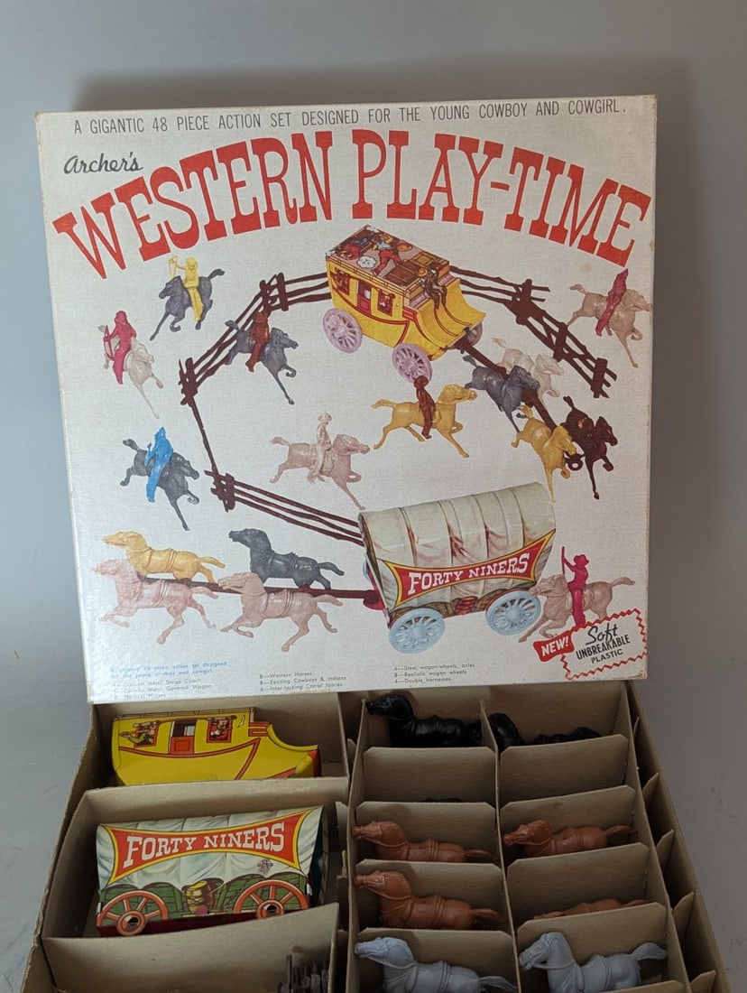 Vintage Archer's Western Play-Time 48-Piece Action Set New Old Stock Archer Plastics - 2