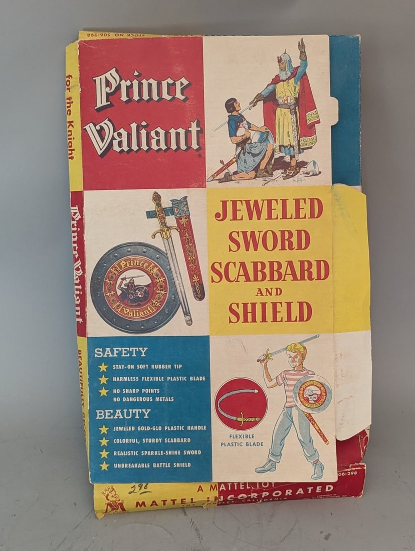 Vintage Mattel Prince Valiant Jeweled Sword Scabbard Shield Set Collectible Toy - 5