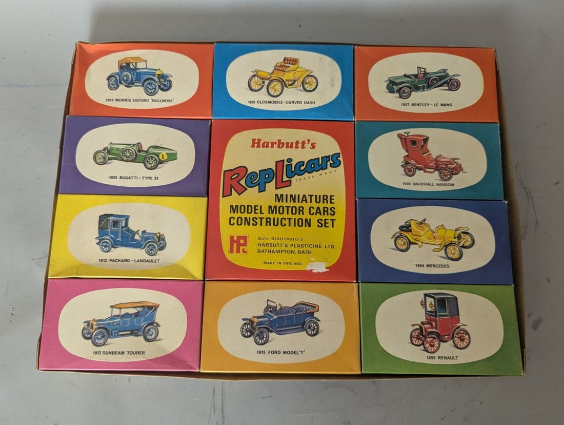 Harbutt's RepLicars Miniature Model Motor Cars Construction Set Vintage Collectible: **Important** Please read below description on how to avoid high shipping costs. Discover a rare find with this Harbutt's RepLicars Miniature Model Motor Cars Construction Set. This complete retail se